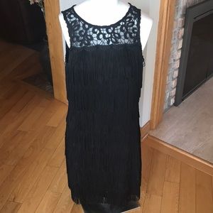 White House black market shag black cocktail dress